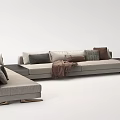 Modern Light Gray Sectional Sofa With Modular Design Pillows And Blanket 3d model