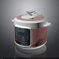 Modern Electric Pressure Cooker in Pink and White with Digital Control Panel