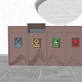 Public Facility Waste Sorting Bins With Multiple Color Coded Compartments And Labels For Public Use 3d model