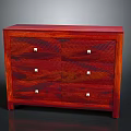 Reddish Wood Console Side Cabinet With Diagonal Textured Drawers And Metal Knobs