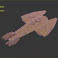 Golden Futuristic Spacecraft Model With Sleek Design And Engines