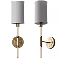 Modern Wall Sconces with White Fabric Shades and Golden Brass Bases for Interior Decor
