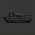 Blue Warship With Turrets And Hull Details