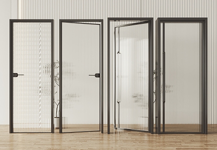 Modern swing door glass door single door 3d model