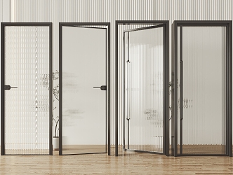 Modern swing door glass door single door 3d model