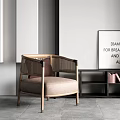Nordic Single Sofa Casual Sofa Leisure Chair Sofa Chair Reading Sofa Pillow 3d model