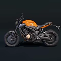Orange Modern Motorcycle With Black Seat Chrome Engine And Stylish Design