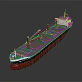 Large Commercial Cargo Ship With Red Bottom Black Hull And White Superstructure On Water