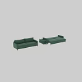 Green Velvet Sofa With Chaise Lounge And Wooden Legs Accent Pillows