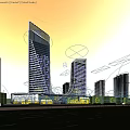 Modern Office Building Complex With Glass Facade And Urban Landscape Design