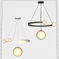 Modern Circular Design Chandeliers with Spherical Bulbs and Metal Frames 3d model