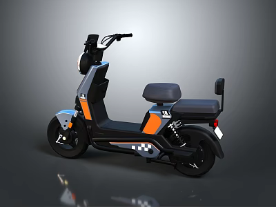 Electric Motorcycle Modern Sleek Design With Black Orange Gray Glossy Body Reflective Wheels Comfortable Seat 3d model