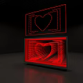 Stylish Decorative Ornament Set With Red Heart Shaped LED Lights And Layered Design