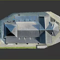Detailed Miniature Stone Church Model With Spire Tower Arched Windows And Design