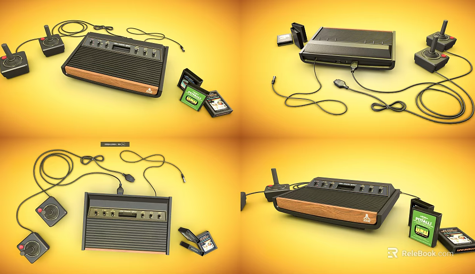 Vintage Audio Device With Cables Battery Pack And Multiple Angles 3d model