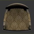 Classic Light Dining Chair With Wooden Frame Patterned Upholstered Seat Backrest And Carved Armrests