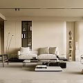Modern Living Room Interior With Beige Sofa Black Coffee Table And Floor Lamp