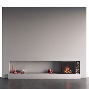 Modern fireplace TV background wall 3d model