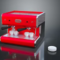 Lavazza Red Espresso Coffee Machine With White Coffee Cups And Lid