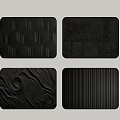 Modern Black Wall Panels with Geometric Wavy Striped and Patchwork Textures