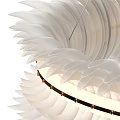 Elegant Modern Feather Design Chandelier With Circular Illuminated Frame And Hanging Structure 3d model