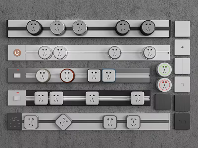 Modern Switch Panels With Various Sockets Switches And Stylish Design Options 3d model