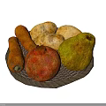 Fresh Assorted Vegetables and Fruits with Carrots Potatoes Beetroot and Pear Served on Wicker Plate