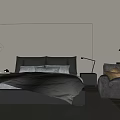 Modern Bedroom Interior Design With Dark Tones Bed Nightstand And Ambient Lighting