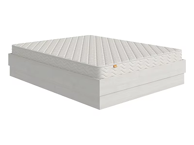 Supportive Double Bed With Wavy Pattern Mattress And Light Colored Frame 3d model