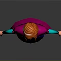 Game Movie Character Featuring Red Hair Blue Floral Dress And Red Cape