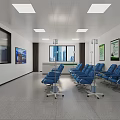 Modern Hospital Room Interior With Hospital Bed Medical Equipment Windows And Storage Cabinets
