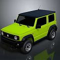 Lime Green Compact SUV With Black Roof Square Shaped Body And Silver Alloy Wheels