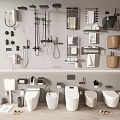 Modern Bathroom Set With Toilets Shower Systems Towel Racks And Storage Accessories