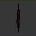 Mechanical Sci Fi Guitar Red Body With Spiked Headstock And Metallic Accents
