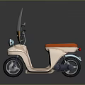 Vintage Cream Scooter With Orange Seat And Classic Windshield Design