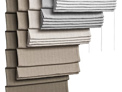 Various Tones Linen Curtains Stacked With Soft Textures And Neutral Colors 3d model
