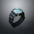 Sporty Digital Watch With Black Rubber Strap White Dial And Clear