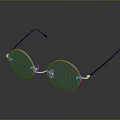 Modern Design Eyeglasses With Round Clear Lenses Red And Gold Temples And Surface Reflection