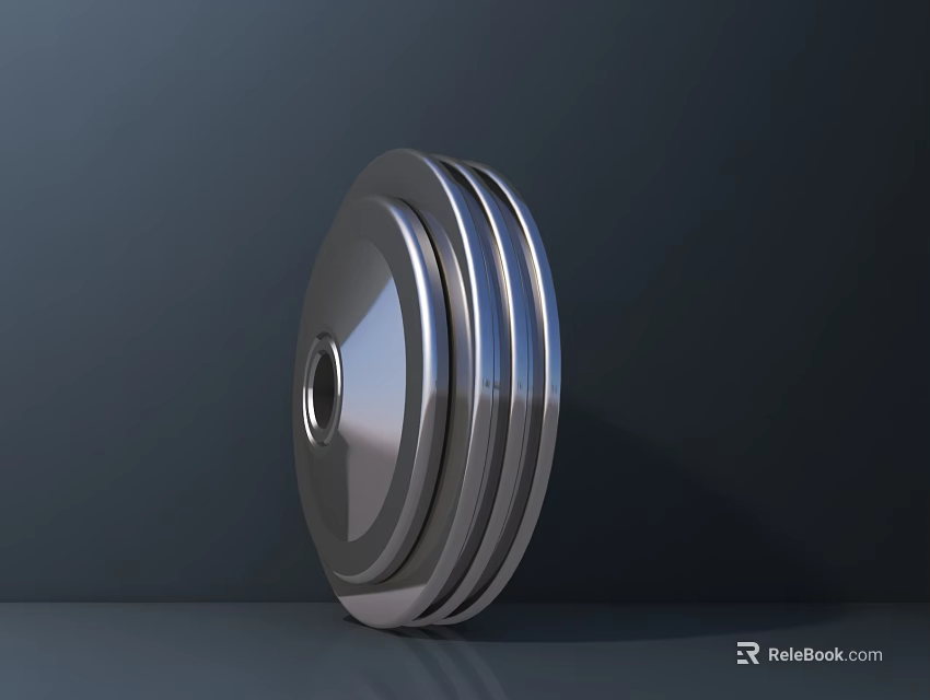 Silver Metal Pulley Hardware Tool With Multiple Stacked Wheels For Industrial Use 3d model 