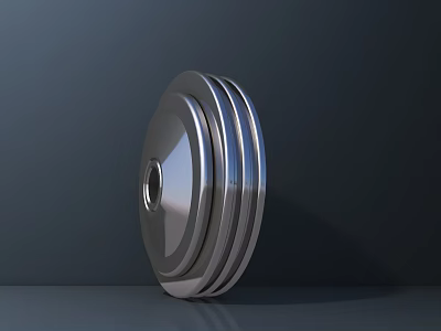 Silver Metal Pulley Hardware Tool With Multiple Stacked Wheels For Industrial Use 3d model