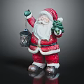 Red Clad Santa Claus Figure Holding Lantern And Small Christmas Tree Decoration