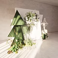 805 LK white and green display area wedding draft master and PS design material renderings include production documents 3d model