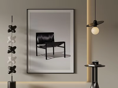 Modern Interior Space With Framed Chair Art And Decorative Elements 3d model