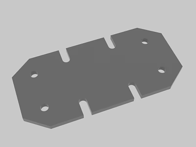 Gray Industrial Metal Plate With Holes And Notches For Mechanical Use 3d model