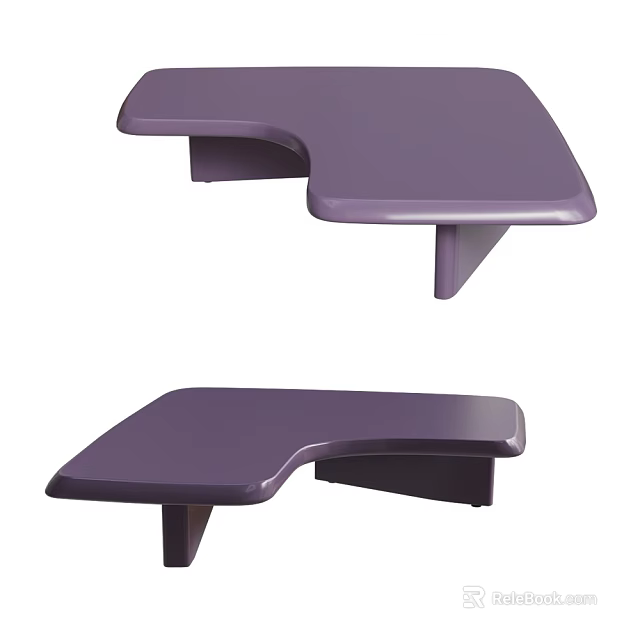 Modern Purple Coffee Table With Sleek Curved Design And Stable Supportive Structure 3d model
