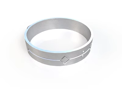 Stainless Steel Circular Equipment Ring With Decorative Diamond Shaped Accents And Dots 3d model