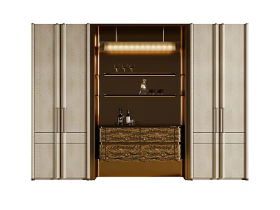 Luxury Modern Sideboard Cabinet With Built In Wine Display And Ambient Lighting For Dining Room 3d model