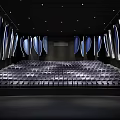 Modern Cinema Interior With Rows Of Seats And Curved Lighting Panels