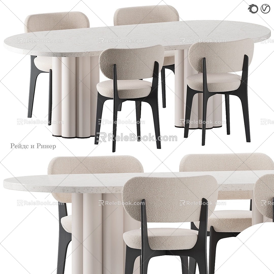 Dining table and chair 3d model