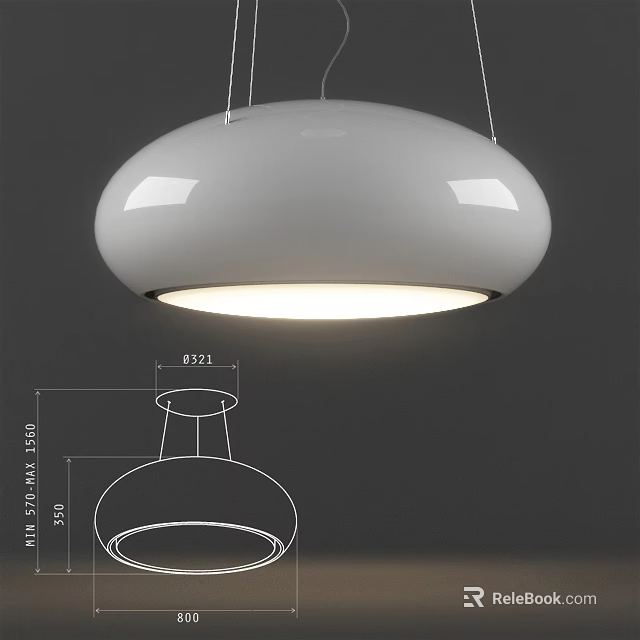 Minimalist White Round Pendant Light For Modern Interior With Sleek Glossy Finish And Soft Glow 3d model 